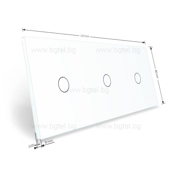 LIVOLO КРИСТАЛЕН ПАНЕЛ ЗА ТРИ ЕДИНИЧНИ СЕНЗОРНИ КЛЮЧА - БЯЛ - C7-C1/C1/C1-11