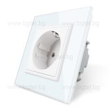 LIVOLO - ЕДИНИЧЕН КОНТАКТ СЪС СТЪКЛЕНА РАМКА - БЯЛ - C7-C1EU-11-SR-11