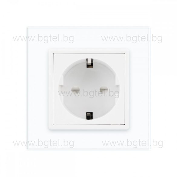 LIVOLO - ЕДИНИЧЕН КОНТАКТ СЪС СТЪКЛЕНА РАМКА - БЯЛ - C7-C1EU-11-SR-11