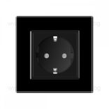 LIVOLO - ЕДИНИЧЕН КОНТАКТ СЪС СТЪКЛЕНА РАМКА - ЧЕРЕН - C7-C1EU-12-SR-12