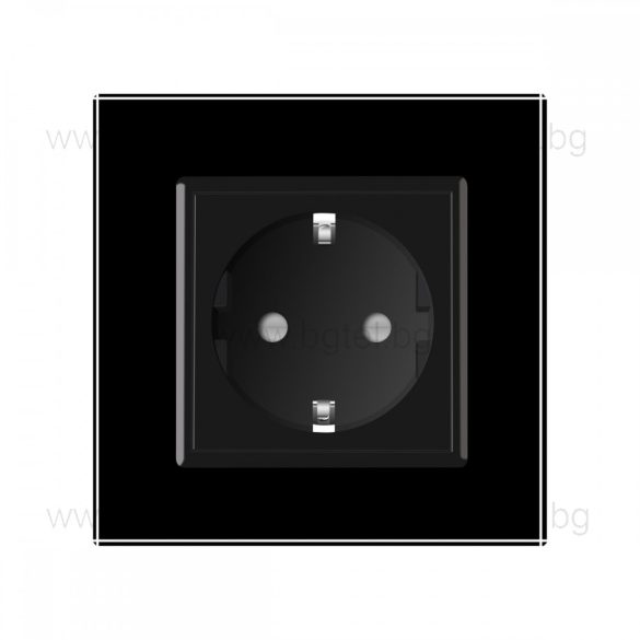 LIVOLO - ЕДИНИЧЕН КОНТАКТ СЪС СТЪКЛЕНА РАМКА - ЧЕРЕН - C7-C1EU-12-SR-12