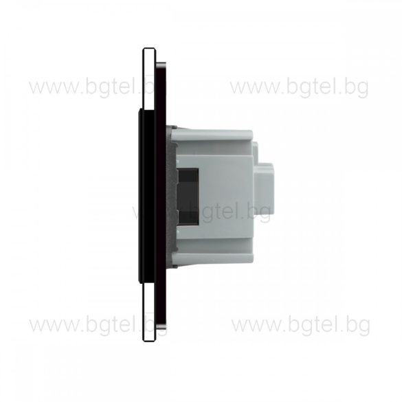 LIVOLO - ЕДИНИЧЕН КОНТАКТ СЪС СТЪКЛЕНА РАМКА - ЧЕРЕН - C7-C1EU-12-SR-12