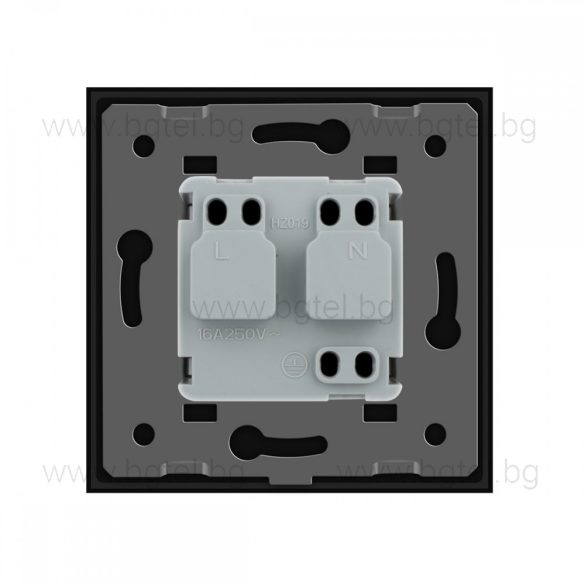 LIVOLO - ЕДИНИЧЕН КОНТАКТ СЪС СТЪКЛЕНА РАМКА - ЧЕРЕН - C7-C1EU-12-SR-12