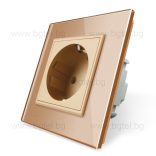 LIVOLO - ЕДИНИЧЕН КОНТАКТ СЪС СТЪКЛЕНА РАМКА - ЗЛАТИСТ - C7-C1EU-13-SR-13