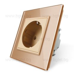   LIVOLO - ЕДИНИЧЕН КОНТАКТ СЪС СТЪКЛЕНА РАМКА - ЗЛАТИСТ - C7-C1EU-13-SR-13