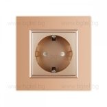 LIVOLO - ЕДИНИЧЕН КОНТАКТ СЪС СТЪКЛЕНА РАМКА - ЗЛАТИСТ - C7-C1EU-13-SR-13