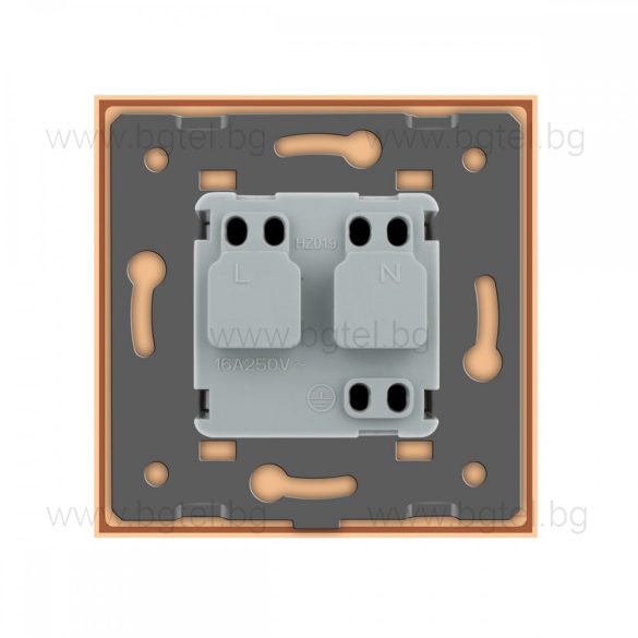 LIVOLO - ЕДИНИЧЕН КОНТАКТ СЪС СТЪКЛЕНА РАМКА - ЗЛАТИСТ - C7-C1EU-13-SR-13