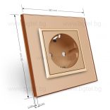 LIVOLO - ЕДИНИЧЕН КОНТАКТ СЪС СТЪКЛЕНА РАМКА - ЗЛАТИСТ - C7-C1EU-13-SR-13