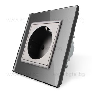 LIVOLO - ЕДИНИЧЕН КОНТАКТ СЪС СТЪКЛЕНА РАМКА - СИВ - C7-C1EU-15-SR-15