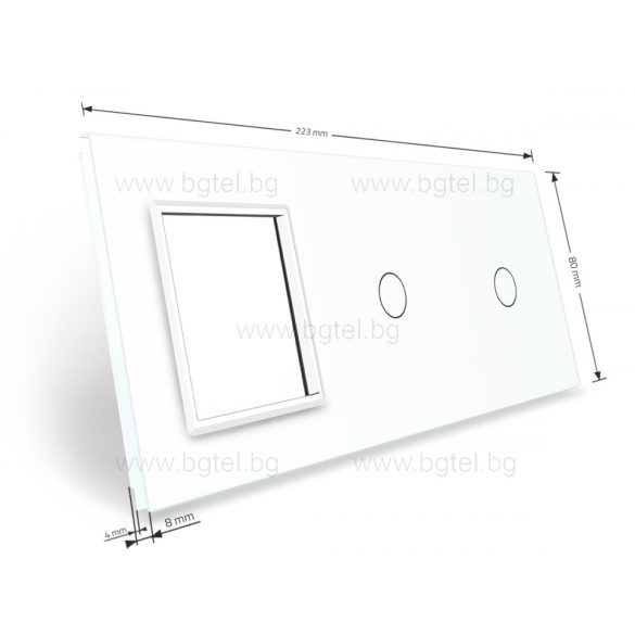 ТРОЙНА КРИСТАЛНА РАМКА ЗА ДВА ЕДИНИЧНИ СЕНЗОРНИ КЛЮЧА И МЕХАНИЗЪМ LIVOLO - БЯЛА - C7-C1/C1/SR-11