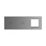 ТРОЙНА КРИСТАЛНА РАМКА ЗА ДВА ЕДИНИЧНИ СЕНЗОРНИ КЛЮЧА И МЕХАНИЗЪМ LIVOLO - СИВ - C7-C1/C1/SR-15