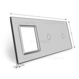 ТРОЙНА КРИСТАЛНА РАМКА ЗА ДВА ЕДИНИЧНИ СЕНЗОРНИ КЛЮЧА И МЕХАНИЗЪМ LIVOLO - СИВ - C7-C1/C1/SR-15