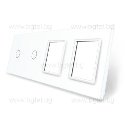   ЧЕТВОРНА КРИСТАЛНА РАМКА ЗА ДВА ЕДИНИЧНИ СЕНЗОРНИ КЛЮЧА И ДВА МЕХАНИЗМА LIVOLO - БЯЛ - C7-C1/C1/SR/SR-11