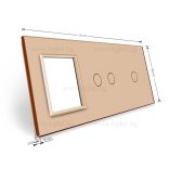 ТРОЙНА КРИСТАЛНА РАМКА ЗА ЕДИНИЧЕН СЕНЗОРЕН КЛЮЧ И ДВОЕН СЕНЗОРЕН КЛЮЧ И МЕХАНИЗЪМ LIVOLO - ЗЛАТИСТ - C7-C1/C2/SR-13