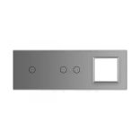 ТРОЙНА КРИСТАЛНА РАМКА ЗА ЕДИНИЧЕН СЕНЗОРЕН КЛЮЧ И ДВОЕН СЕНЗОРЕН КЛЮЧ И МЕХАНИЗЪМ LIVOLO - СИВ - C7-C1/C2/SR-15