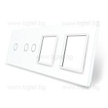 ЧЕТВОРНА КРИСТАЛНА РАМКА ЗА ЕДИН ЕДИНИЧЕН И ЕДИН ДВОЕН СЕНЗОРЕН КЛЮЧ И ДВА МЕХАНИЗМА LIVOLO - БЯЛ - C7-C1/C2/SR/SR-11