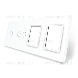   ЧЕТВОРНА КРИСТАЛНА РАМКА ЗА ЕДИН ЕДИНИЧЕН И ЕДИН ДВОЕН СЕНЗОРЕН КЛЮЧ И ДВА МЕХАНИЗМА LIVOLO - БЯЛ - C7-C1/C2/SR/SR-11