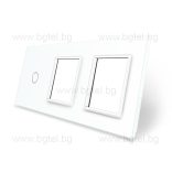 ТРОЙНА КРИСТАЛНА РАМКА ЗА ЕДИНИЧЕН СЕНЗОРЕН КЛЮЧ И ДВА МЕХАНИЗМА LIVOLO - БЯЛА - C7-C1/SR/SR-11