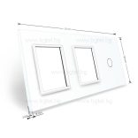 ТРОЙНА КРИСТАЛНА РАМКА ЗА ЕДИНИЧЕН СЕНЗОРЕН КЛЮЧ И ДВА МЕХАНИЗМА LIVOLO - БЯЛА - C7-C1/SR/SR-11