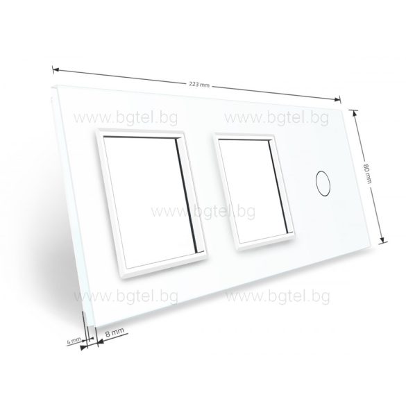 ТРОЙНА КРИСТАЛНА РАМКА ЗА ЕДИНИЧЕН СЕНЗОРЕН КЛЮЧ И ДВА МЕХАНИЗМА LIVOLO - БЯЛА - C7-C1/SR/SR-11