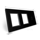 ТРОЙНА КРИСТАЛНА РАМКА ЗА ЕДИНИЧЕН СЕНЗОРЕН КЛЮЧ И ДВА МЕХАНИЗМА LIVOLO - ЧЕРЕН - C7-C1/SR/SR-12