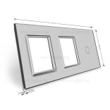 ТРОЙНА КРИСТАЛНА РАМКА ЗА ЕДИНИЧЕН СЕНЗОРЕН КЛЮЧ И ДВА МЕХАНИЗМА LIVOLO - СИВ - C7-C1/SR/SR-15