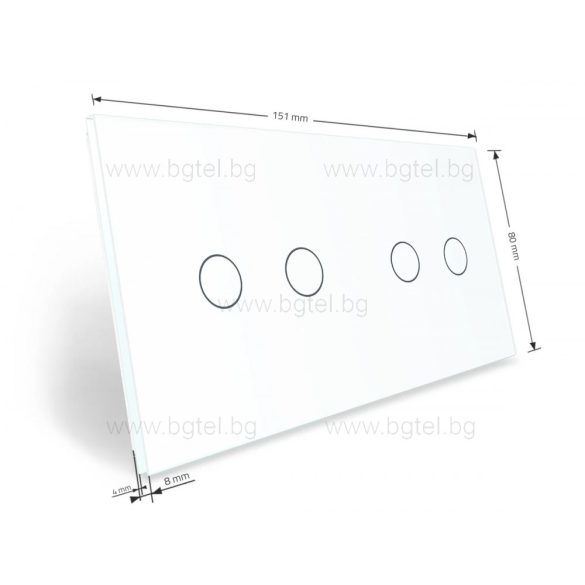 LIVOLO КРИСТАЛЕН ПАНЕЛ ЗА ДВА ДВОЙНИ СЕНЗОРНИ КЛЮЧА - БЯЛ - C7-C2/C2-11