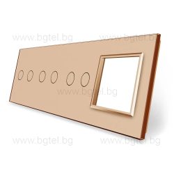   ЧЕТВОРНА КРИСТАЛНА РАМКА ЗА ТРИ ДВОЙНИ СЕНЗОРНИ КЛЮЧА И ЕДИН МЕХАНИЗЪМ LIVOLO - ЗЛАТИСТ - C7-C2/C2/C2/SR-13