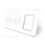 ТРОЙНА КРИСТАЛНА РАМКА ЗА ДВА ДВОЙНИ СЕНЗОРНИ КЛЮЧА И МЕХАНИЗЪМ LIVOLO - БЯЛА - C7-C2/C2/SR-11