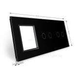 ТРОЙНА КРИСТАЛНА РАМКА ЗА ДВА ДВОЙНИ СЕНЗОРНИ КЛЮЧА И МЕХАНИЗЪМ LIVOLO - ЧЕРЕН - C7-C2/C2/SR-12