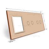 ТРОЙНА КРИСТАЛНА РАМКА ЗА ДВА ДВОЙНИ СЕНЗОРНИ КЛЮЧА И МЕХАНИЗЪМ LIVOLO - ЗЛАТИСТ - C7-C2/C2/SR-13