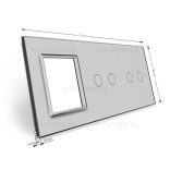 ТРОЙНА КРИСТАЛНА РАМКА ЗА ДВА ДВОЙНИ СЕНЗОРНИ КЛЮЧА И МЕХАНИЗЪМ LIVOLO - СИВ - C7-C2/C2/SR-15