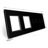 ЧЕТВОРНА КРИСТАЛНА РАМКА ЗА ДВА ДВОЙНИ СЕНЗОРЕНИ КЛЮЧ И ДВА МЕХАНИЗМА LIVOLO - ЧЕРЕН - C7-C2/C2/SR/SR-12