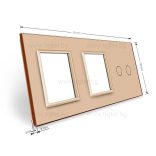 ТРОЙНА КРИСТАЛНА РАМКА ЗА ДВОЕН СЕНЗОРЕН КЛЮЧ И ДВА МЕХАНИЗМА LIVOLO - ЗЛАТИСТ - C7-C2/SR/SR-13