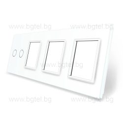   ЧЕТВОРНА КРИСТАЛНА РАМКА ЗА ДВОЕН СЕНЗОРЕН КЛЮЧ И ТРИ МЕХАНИЗМА LIVOLO - БЯЛ - C7-C2/SR/SR/SR-11