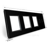 ЧЕТВОРНА КРИСТАЛНА РАМКА ЗА ДВОЕН СЕНЗОРЕН КЛЮЧ И ТРИ МЕХАНИЗМА LIVOLO - ЧЕРЕН - C7-C2/SR/SR/SR-12