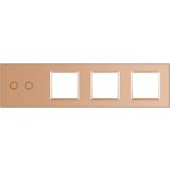 ЧЕТВОРНА КРИСТАЛНА РАМКА ЗА ДВОЕН СЕНЗОРЕН КЛЮЧ И ТРИ МЕХАНИЗМА LIVOLO - ЗЛАТИСТ - C7-C2/SR/SR/SR-13