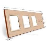 ЧЕТВОРНА КРИСТАЛНА РАМКА ЗА ДВОЕН СЕНЗОРЕН КЛЮЧ И ТРИ МЕХАНИЗМА LIVOLO - ЗЛАТИСТ - C7-C2/SR/SR/SR-13