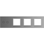 ЧЕТВОРНА КРИСТАЛНА РАМКА ЗА ДВОЕН СЕНЗОРЕН КЛЮЧ И ТРИ МЕХАНИЗМА LIVOLO - СИВ - C7-C2/SR/SR/SR-15