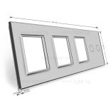 ЧЕТВОРНА КРИСТАЛНА РАМКА ЗА ДВОЕН СЕНЗОРЕН КЛЮЧ И ТРИ МЕХАНИЗМА LIVOLO - СИВ - C7-C2/SR/SR/SR-15