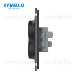 LIVOLO - ДВОЕН КОНТАКТ СЪС СТЪКЛЕНА РАМКА (1 КОНЗОЛА)- ЧЕРЕН - C7-CTF16A+TF16A-BP