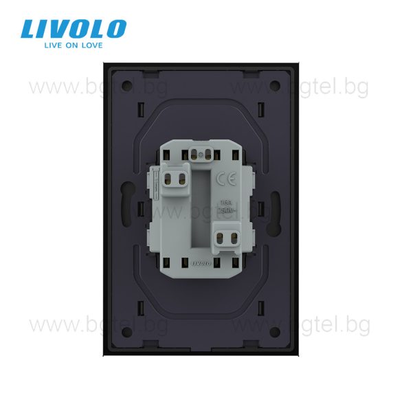 LIVOLO - ДВОЕН КОНТАКТ СЪС СТЪКЛЕНА РАМКА (1 КОНЗОЛА)- ЧЕРЕН - C7-CTF16A+TF16A-BP