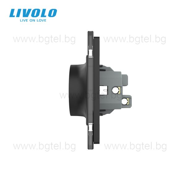 LIVOLO - ДВОЕН КОНТАКТ СЪС СТЪКЛЕНА РАМКА (1 КОНЗОЛА)- ЧЕРЕН - C7-CTF16A+TF16A-BP