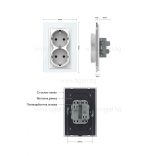 LIVOLO - ДВОЕН КОНТАКТ СЪС СТЪКЛЕНА РАМКА (1 КОНЗОЛА)- ЧЕРЕН - C7-CTF16A+TF16A-BP