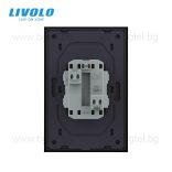 LIVOLO - ДВОЕН КОНТАКТ СЪС СТЪКЛЕНА РАМКА (1 КОНЗОЛА)- СИВ - C7-CTF16A+TF16A-IP