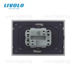 LIVOLO - ДВОЕН КОНТАКТ СЪС СТЪКЛЕНА РАМКА (1 КОНЗОЛА)- СИВ - C7-CTF16A+TF16A-IP