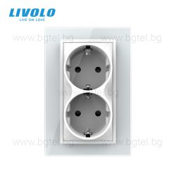   LIVOLO - ДВОЕН КОНТАКТ СЪС СТЪКЛЕНА РАМКА (1 КОНЗОЛА)- БЯЛ - C7-CTF16A+TF16A-WP