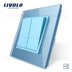   МЕХАНИЧЕН СЕРИЕН / ДЕВИАТОРЕН КЛЮЧ С КРИСТАЛНА РАМКА LIVOLO СХ.5 СИН- C7-K2S-19+SR-19