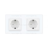 LIVOLO - ДВОЕН КОНТАКТ СЪС СТЪКЛЕНА РАМКА - БЯЛ C7-SR/SR-11+2XC1EU-11