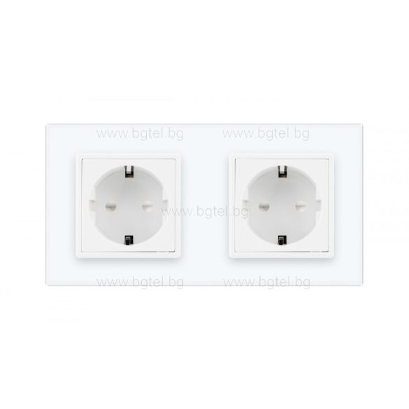 LIVOLO - ДВОЕН КОНТАКТ СЪС СТЪКЛЕНА РАМКА - БЯЛ C7-SR/SR-11+2XC1EU-11